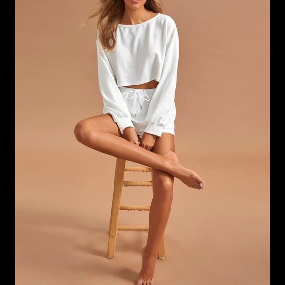 Drop Shoulder Crop Top & Short Pajama set - Picture 5 of 5